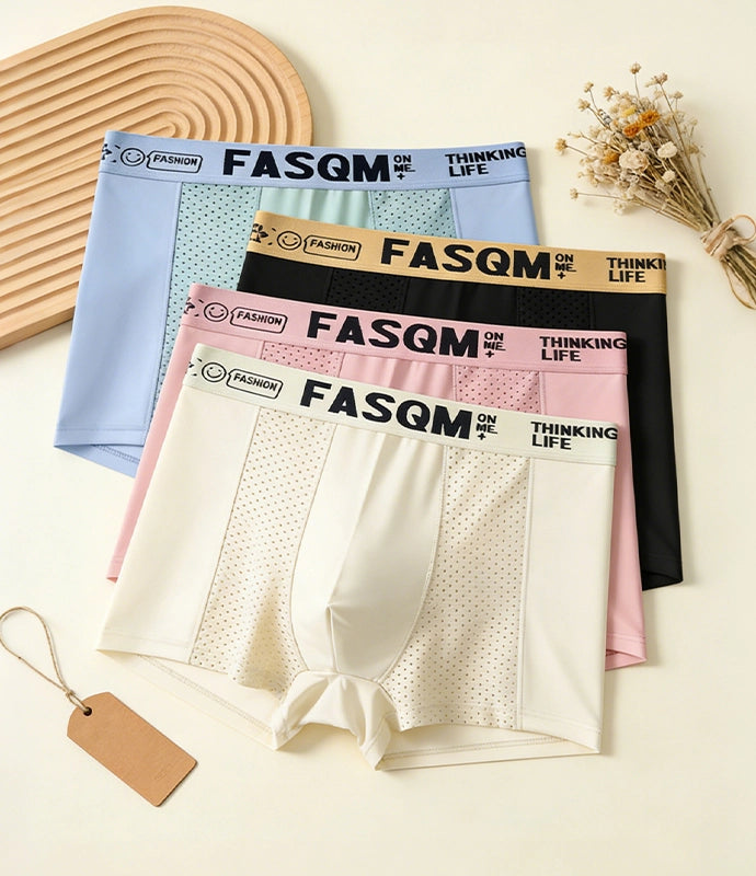 -Paquete de 12-Calzoncillos bóxer de malla transpirable de seda helada para hombre