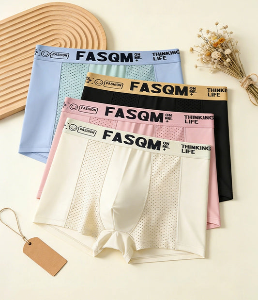 -Paquete de 12-Calzoncillos bóxer de malla transpirable de seda helada para hombre