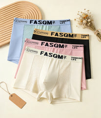 -Paquete de 12-Calzoncillos bóxer de malla transpirable de seda helada para hombre