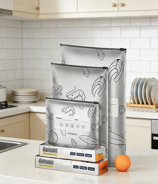 30 bolsas-Un total de 30 bolsas de papel de aluminio antibacterianas, súper fáciles de usar, para conservar la frescura.