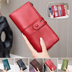 💰 Cartera para teléfono móvil hecha a mano antirrobo de cuero genuino para mujer de nuevo estilo