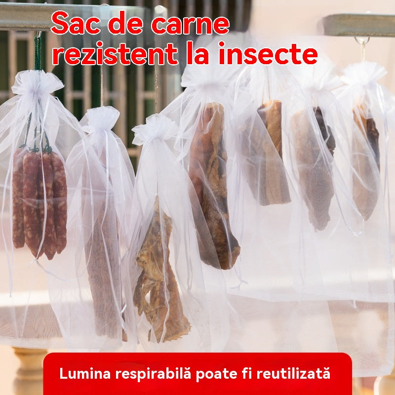 🐷🐮🍖【20 piezas】Bolsa de gasa especial para secar carne de cerdo para prevenir insectos y pájaros