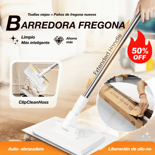 🔥【Set de 4】Trapeador multifuncional con clip de tela, nuevo trapeador doméstico que no requiere lavado