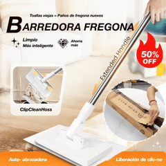 🔥【Set de 4】Trapeador multifuncional con clip de tela, nuevo trapeador doméstico que no requiere lavado