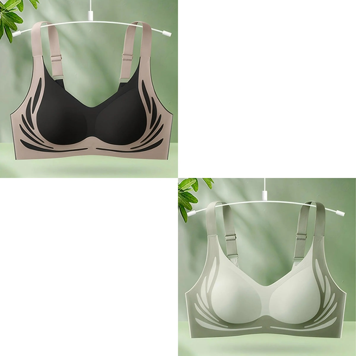 😍【Paquete de 2】Sujetador de una pieza sin aros para mujer❤️【40-85 kg】