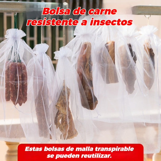 🐷🐮🍖【20 piezas】Bolsa de gasa especial para secar carne de cerdo para prevenir insectos y pájaros