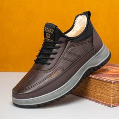 ⛄🔥【39-45】Zapatos deportivos casuales de invierno impermeables de cuero genuino para hombre, suela de terciopelo suave, nuevo estilo