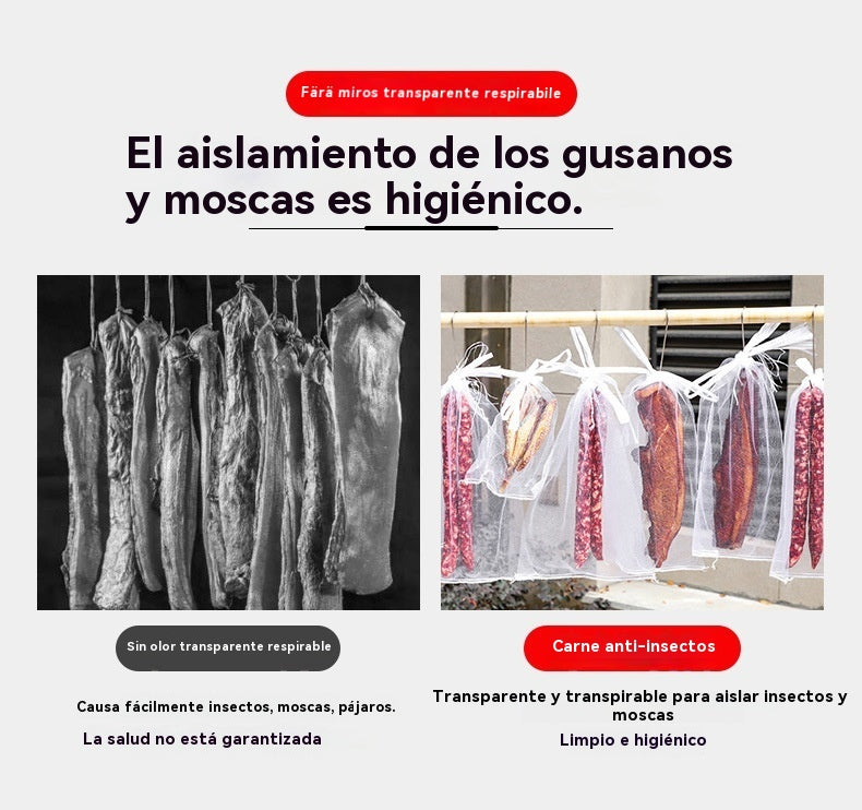 🐷🐮🍖【20 piezas】Bolsa de gasa especial para secar carne de cerdo para prevenir insectos y pájaros