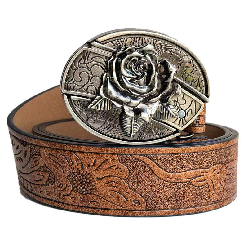 🆒🎁Oferta especial por tiempo limitado👍Cinturón para hombre con diseño en relieve y cuchillo incorporado