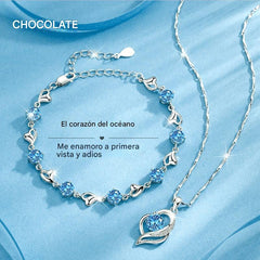 ✨✨Conjunto de pulsera y collar de plata de ley 925 Corazón del Océano