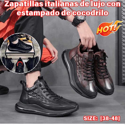 【38-48】Zapatillas italianas de lujo con estampado de cocodrilo