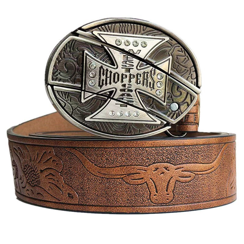 🆒🎁Oferta especial por tiempo limitado👍Cinturón para hombre con diseño en relieve y cuchillo incorporado