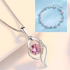 Conjunto de pulsera y collar de plata de ley 925 Corazón del Océano