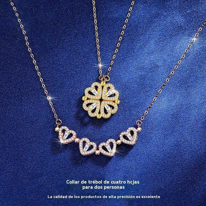 Un collar transformable de trébol de cuatro hojas. ¡Llévalo y deja que la buena suerte te acompañe!