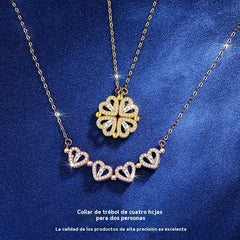 Un collar transformable de trébol de cuatro hojas. ¡Llévalo y deja que la buena suerte te acompañe!
