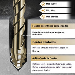 Juego de brocas excéntricas de 4 flautas de alta resistencia