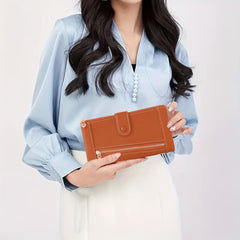 💰Cartera de cuero genuino retro de moda para mujer más vendida en 2026, multicapa de gran capacidad