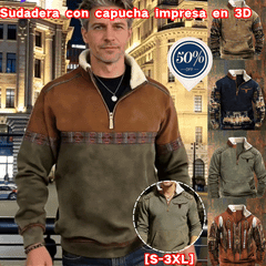 2026 Sudadera con capucha de manga larga 3D para hombre Otoño Invierno Cálido resistente al frío