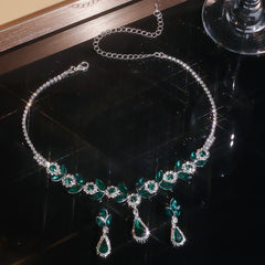 🎁2 juegos 28 euros💎Nuevo conjunto de collar y aretes de diamantes en forma de lágrima