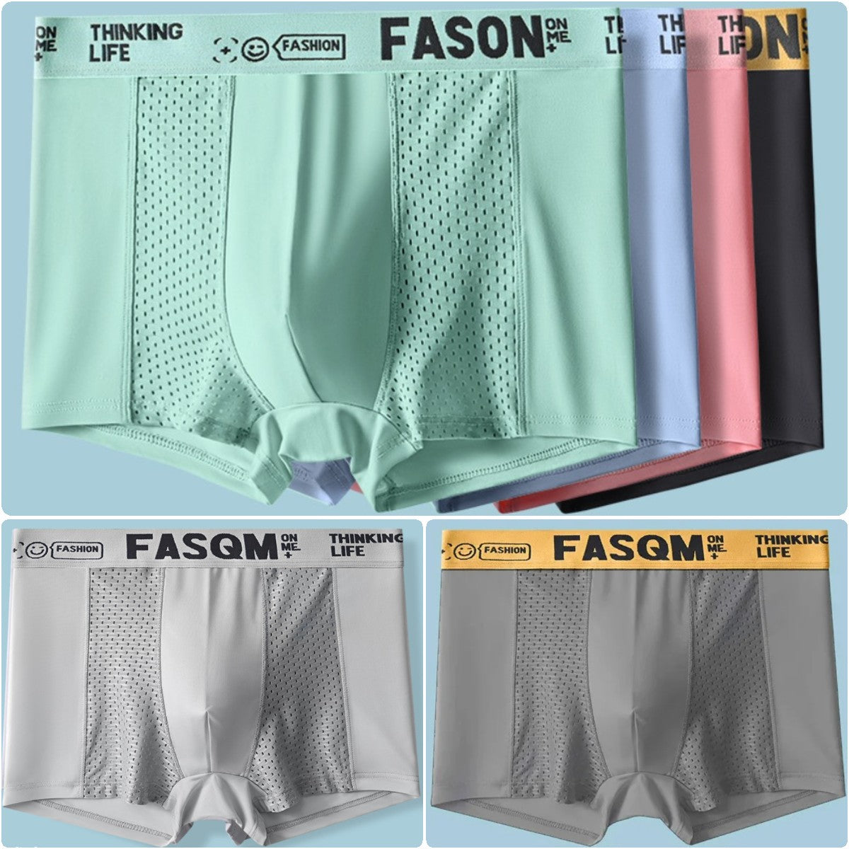 -Paquete de 12-Calzoncillos bóxer de malla transpirable de seda helada para hombre