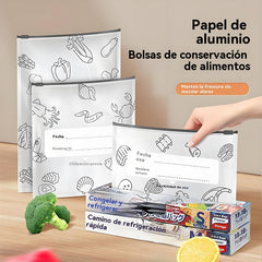 🥩【30 Piezas】Bolsa Sellada de Papel de Aluminio de Grado Alimenticio con Cremallera para Conservar la Frescura para Uso en Refrigeradores Domésticos
