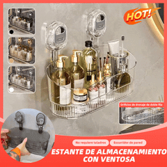 🍽️🧺🔥Oferta por tiempo limitado🔥Estante de almacenamiento con ventosa sin perforaciones, escurridor de pared para cocina y baño