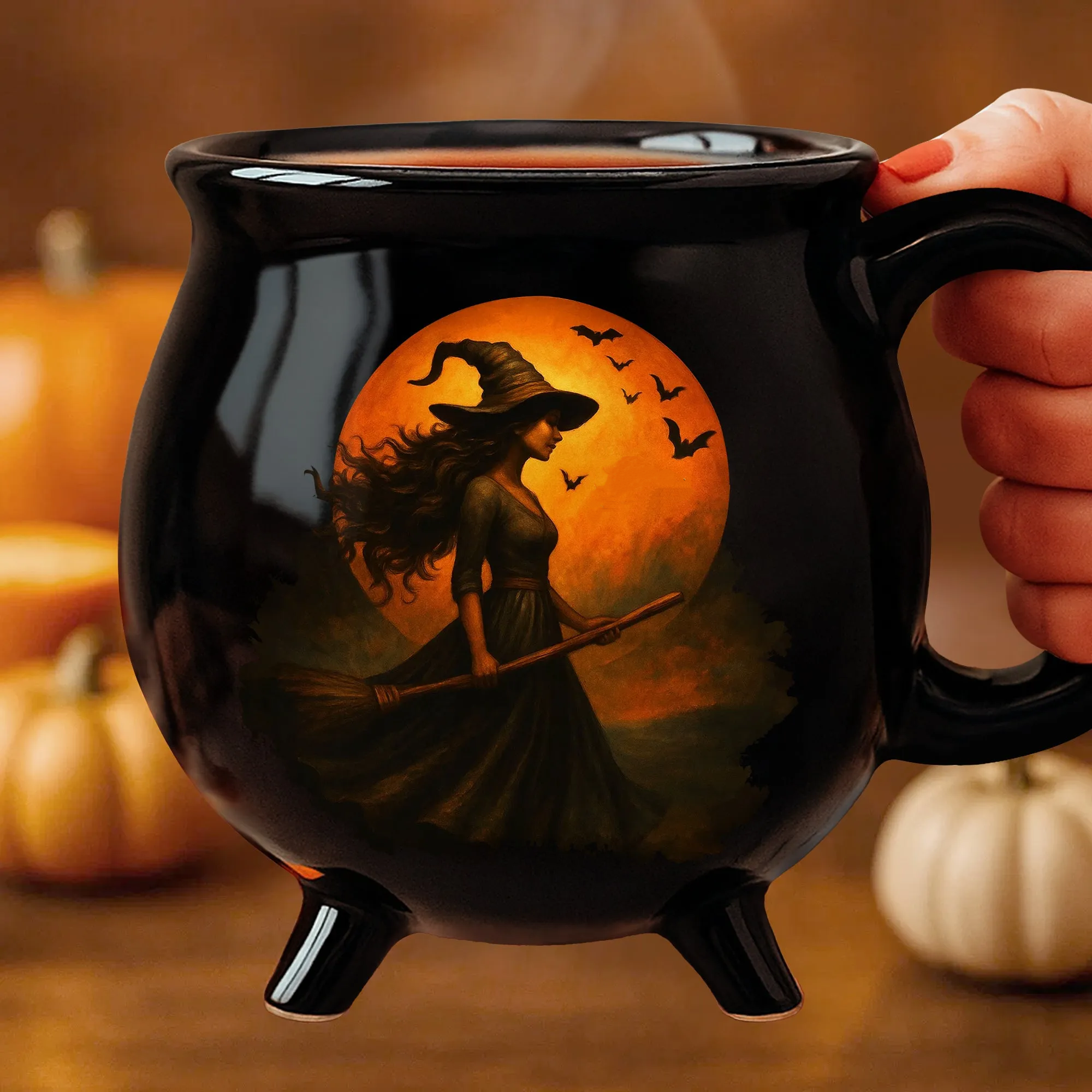 🧙‍♀️🎃Taza de piedras preciosas con forma de caldero de bruja, creativa y única