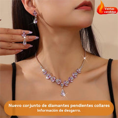 🎁2 juegos 28 euros💎Nuevo conjunto de collar y aretes de diamantes en forma de lágrima