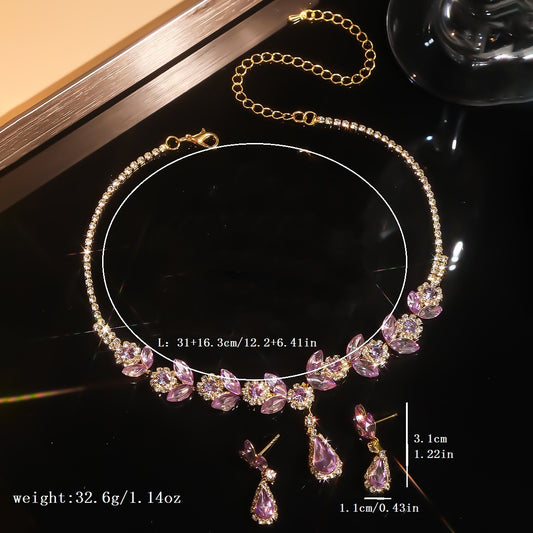 🎁2 juegos 28 euros💎Nuevo conjunto de collar y aretes de diamantes en forma de lágrima