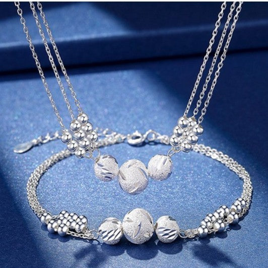 🔥Oferta especial🔥【Collar + pulsera】✨Conjunto de joyas con collar de transferencia de plata grabada