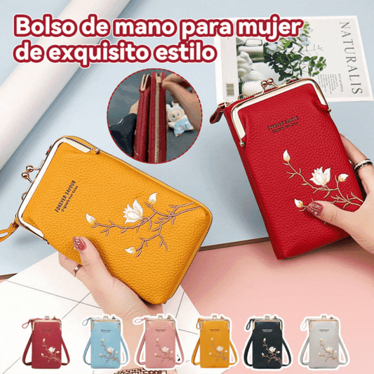 🔥👜 Cartera cruzada para mujer en piel de vacuno con bordado y correa para el hombro 2026🎁