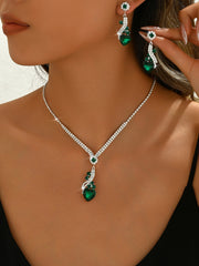 💎【Collar + Pendientes】Conjunto de joyas de cristal de dos piezas