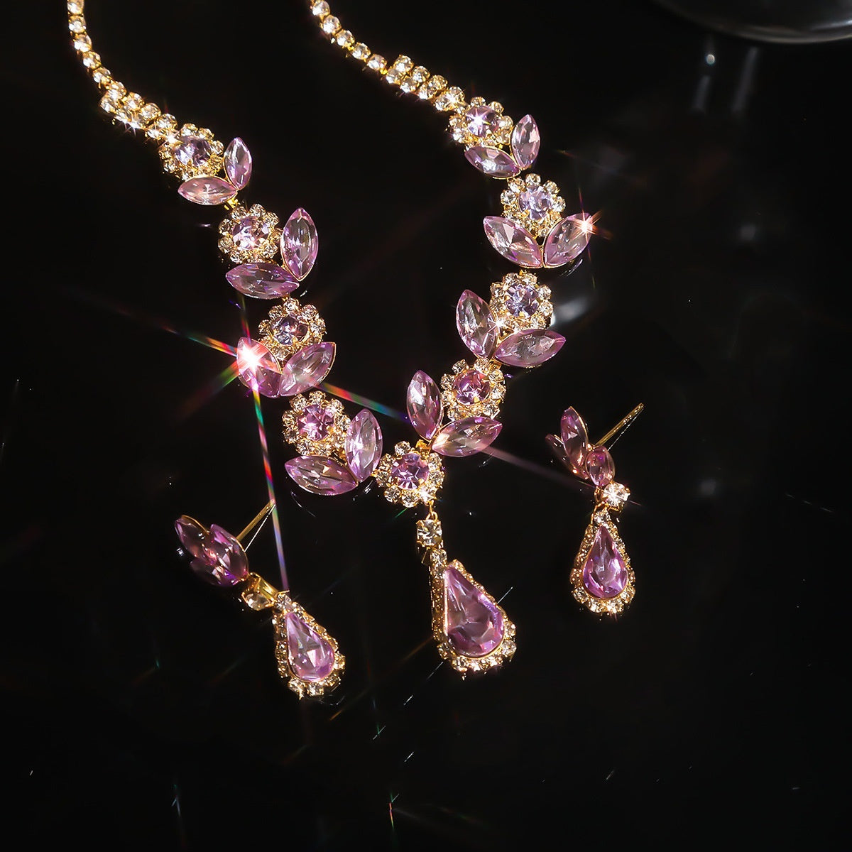 🎁2 juegos 28 euros💎Nuevo conjunto de collar y aretes de diamantes en forma de lágrima