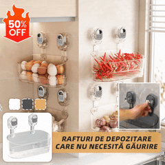 🍽️🧺🔥Oferta por tiempo limitado🔥Estante de almacenamiento con ventosa sin perforaciones, escurridor de pared para cocina y baño