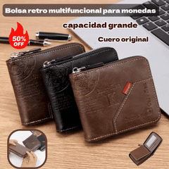 💰Cartera con cremallera estilo retro, compacta y de gran capacidad.