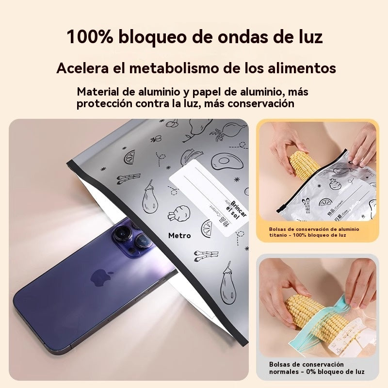 🥩【30 Piezas】Bolsa Sellada de Papel de Aluminio de Grado Alimenticio con Cremallera para Conservar la Frescura para Uso en Refrigeradores Domésticos