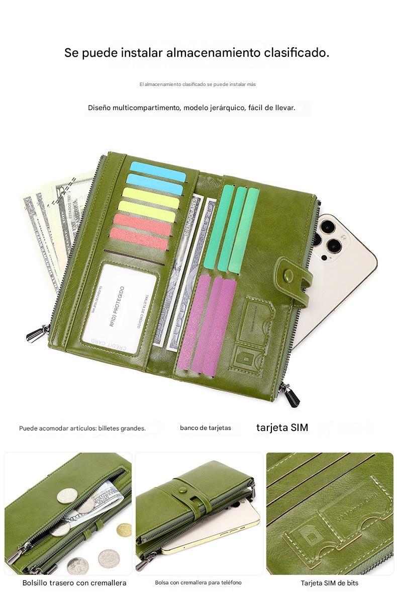 ❤️【39%OFF】💰 Cartera para teléfono móvil hecha a mano antirrobo de cuero genuino para mujer de nuevo estilo