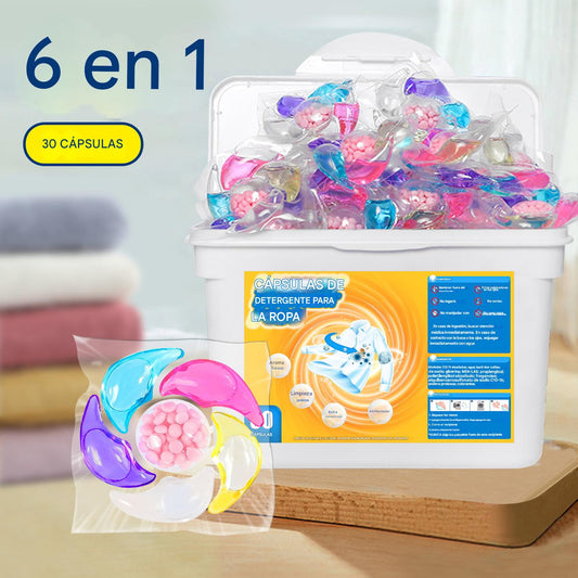 ✨[30% OFF]👚【30 piezas】✨Cubo extra grande Las perlas perfumadas para ropa 6 en 1 eliminan manchas y dejan fragancia, eliminan ácaros y bacterias