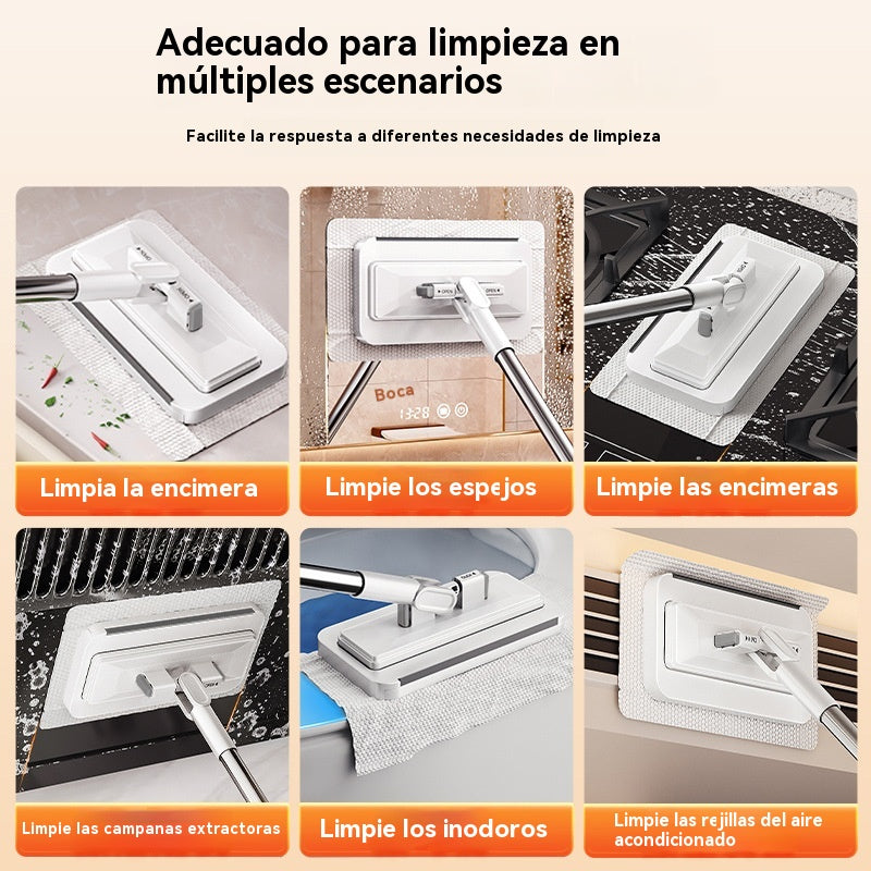 🔥【Set de 4】Trapeador multifuncional con clip de tela, nuevo trapeador doméstico que no requiere lavado